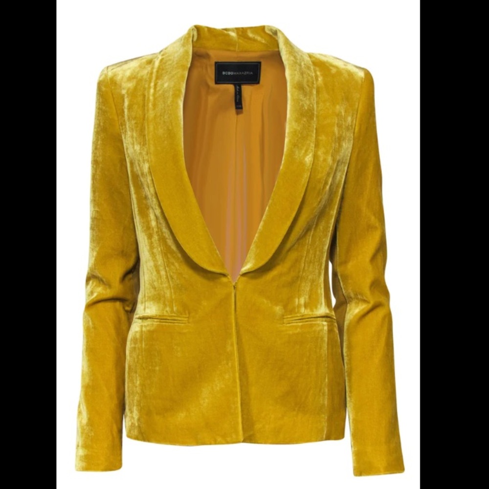 BCBGMAXAZRIA NWT MUSTARD COLOR VELVET SOFT BLAZER SIZE XXS